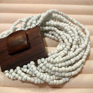 White Seed Bead Multi-strand stretch bracelet